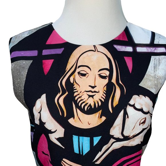 Karla Spetic Runway Jesus Chic Divinity Print Lined Sleeveless Top Lamb of God - Picture 4 of 10